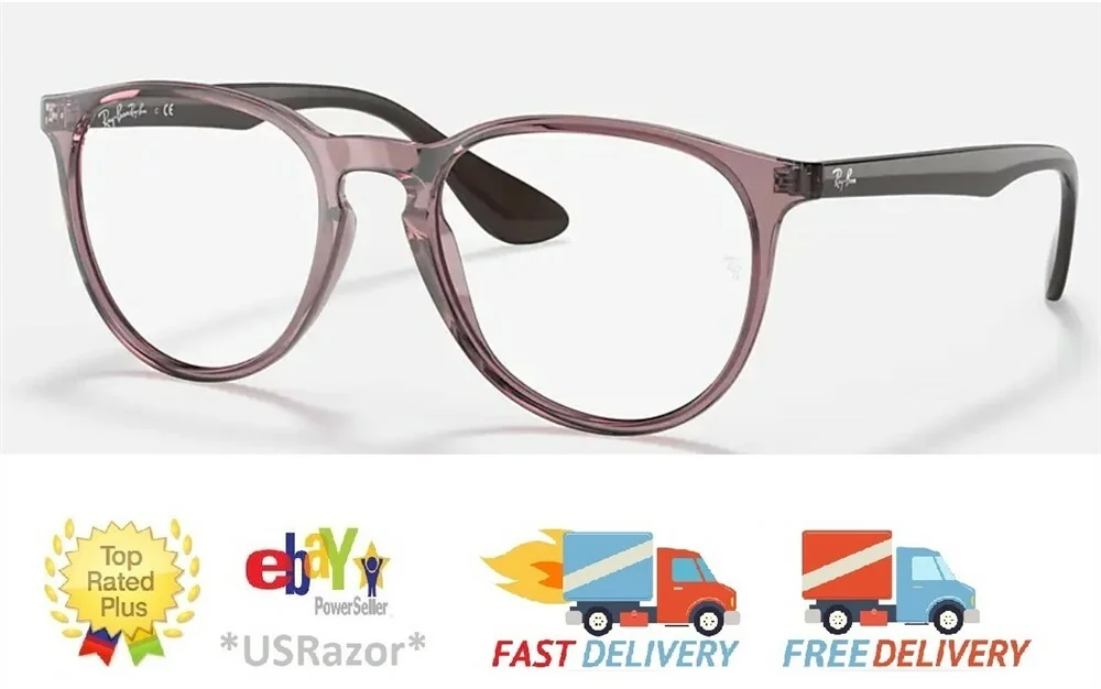 Ray-Ban Eyeglasses Frame Transparent Violet Brown Brazil RX7046 ERIKA 9020 Case 4