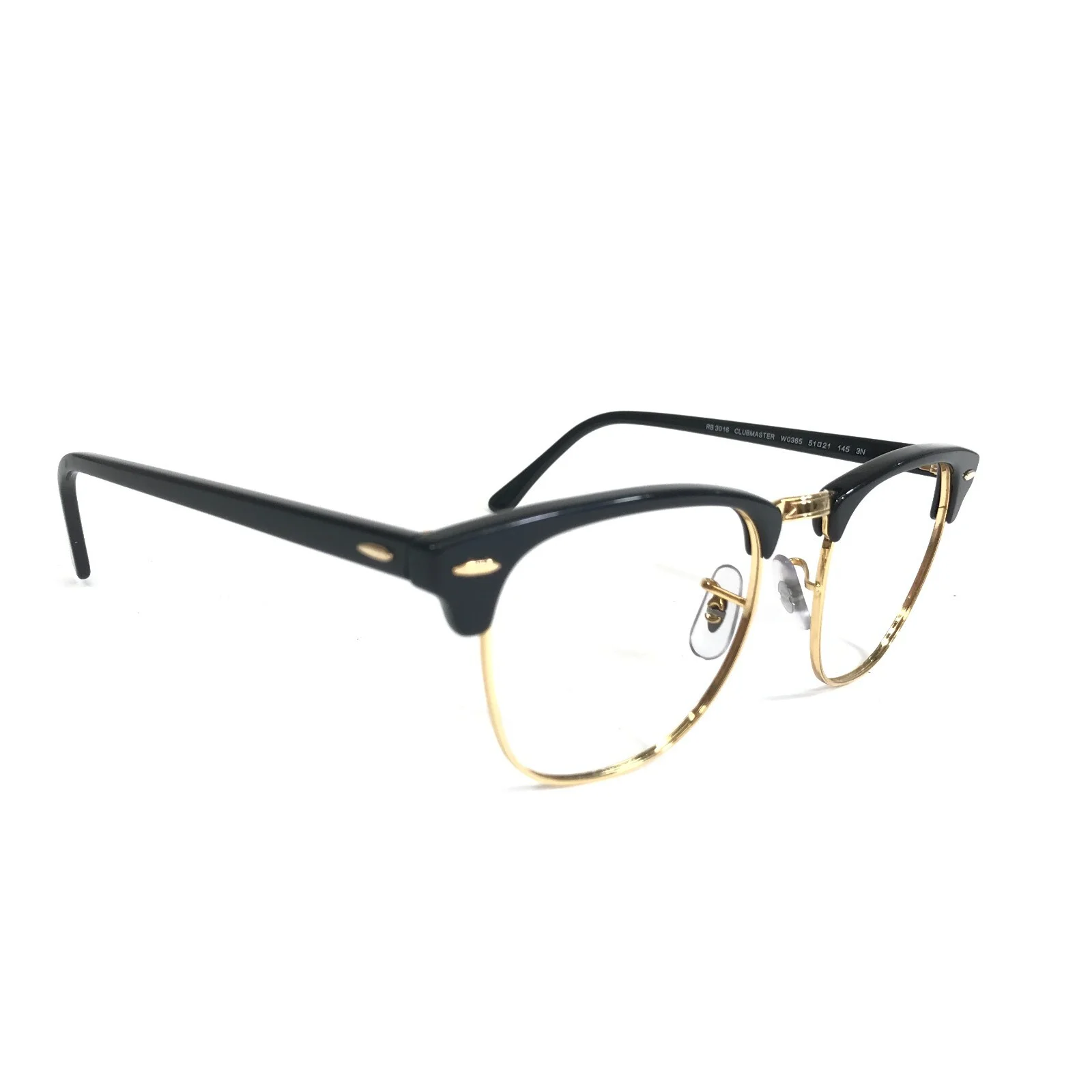Ray-Ban Eyeglasses Frames RB 3016 CLUBMASTER W0365 Black Gold 51-21-145 2
