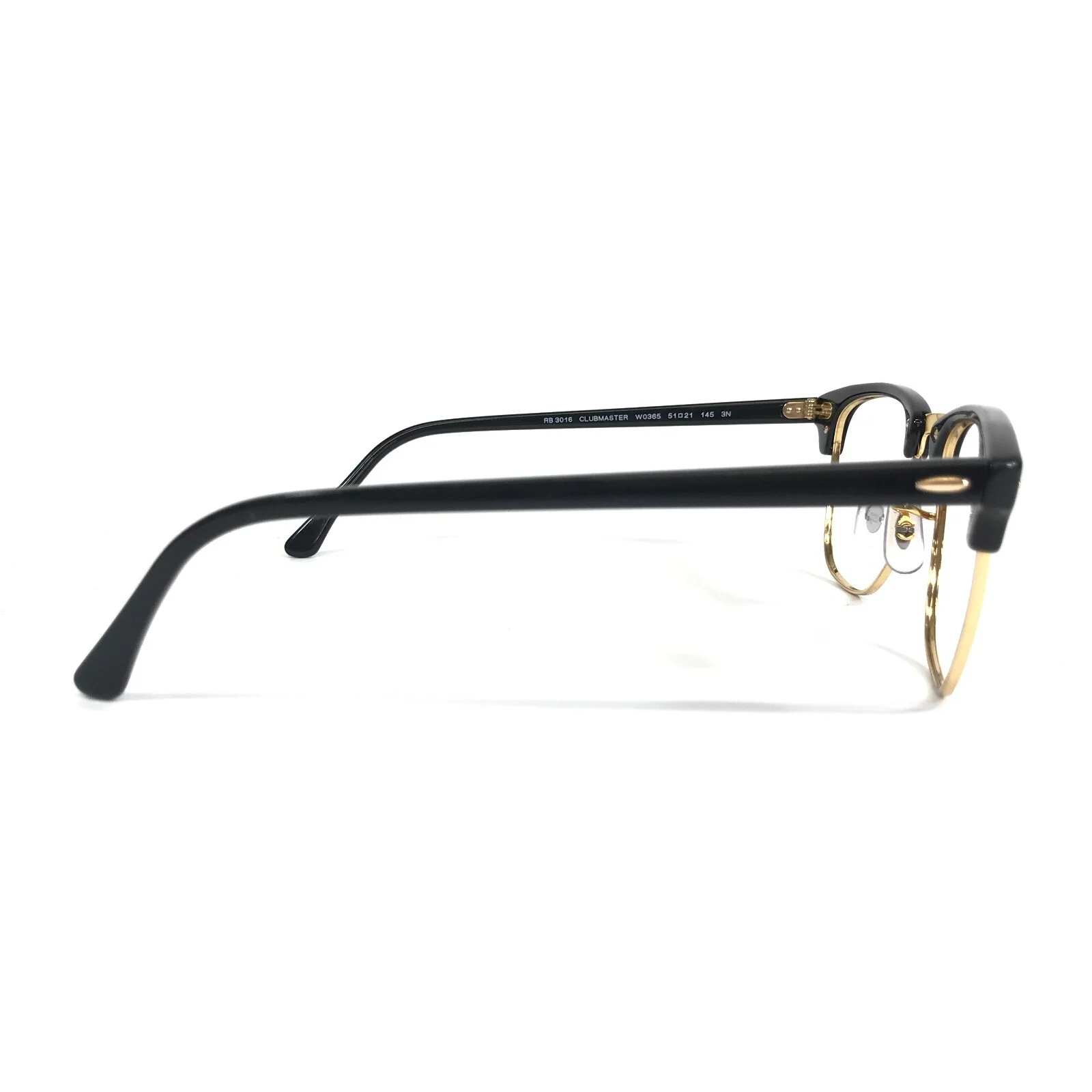 Ray-Ban Eyeglasses Frames RB 3016 CLUBMASTER W0365 Black Gold 51-21-145 3