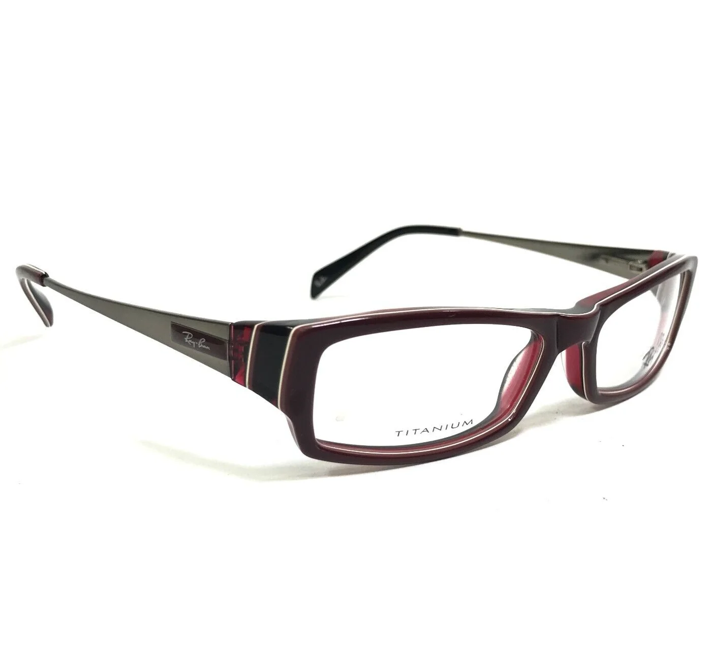 Ray-Ban Eyeglasses Frames RB5136 2286 Purple Red Shiny Silver Titanium 51-16-130 3
