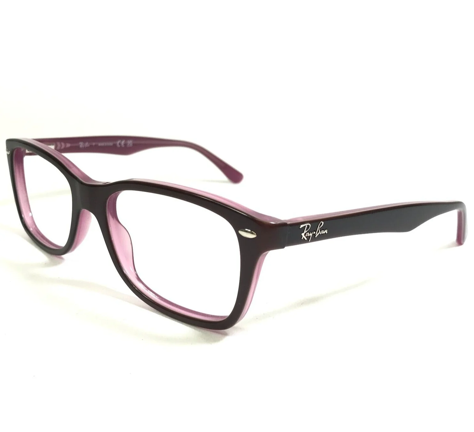 Ray-Ban Eyeglasses Frames RB5228 2126 Dark Brown Clear Purple 53-17-140