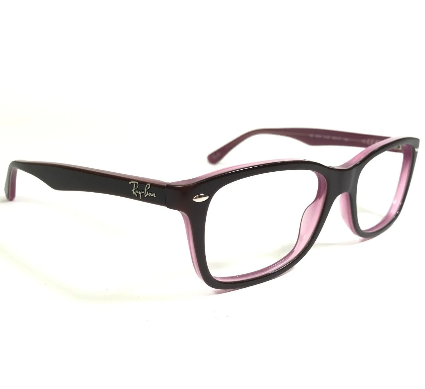 Ray-Ban Eyeglasses Frames RB5228 2126 Dark Brown Clear Purple 53-17-140 3