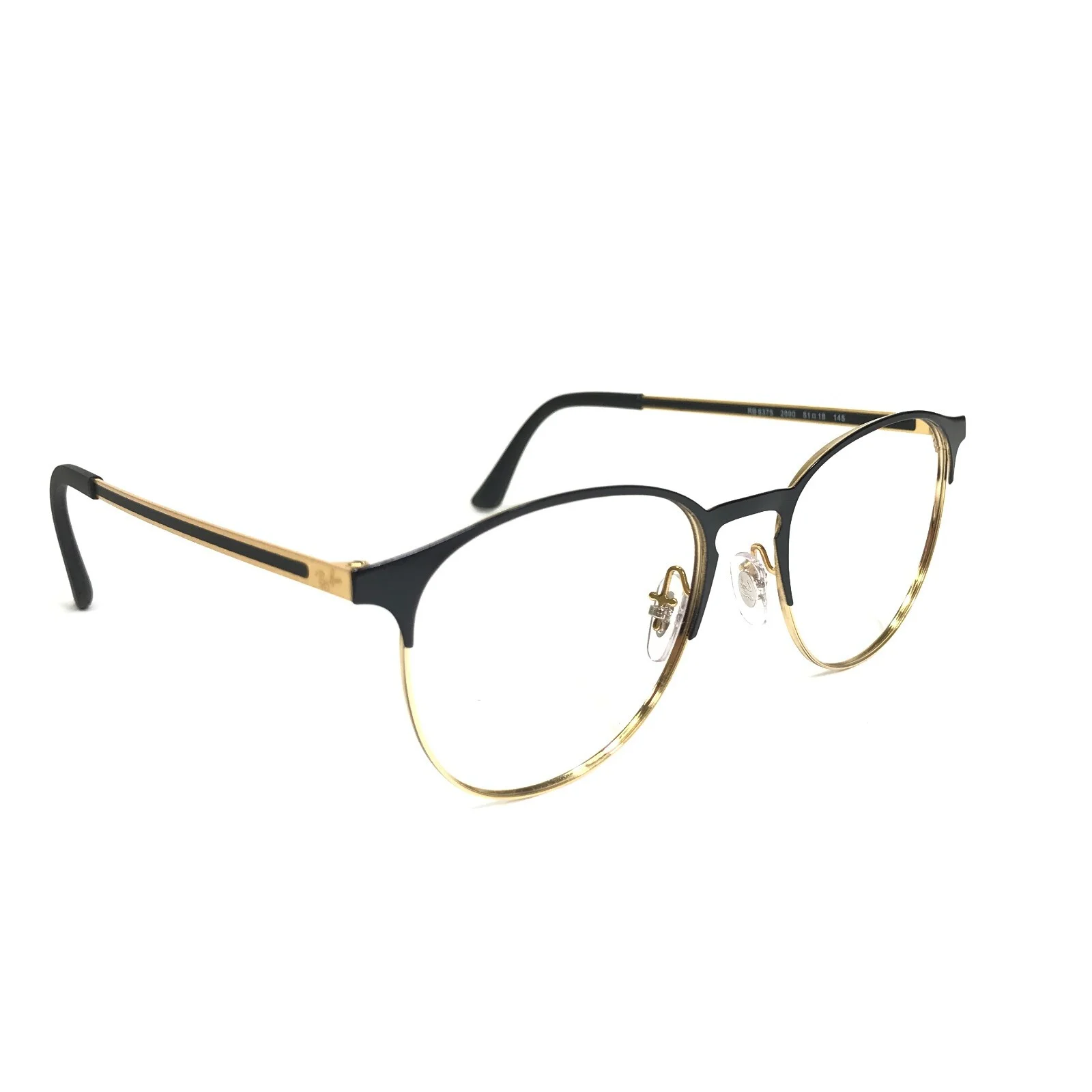 Ray-Ban Eyeglasses Frames RB6375 2890 Black Gold Round Full Rim 51-18-145 2