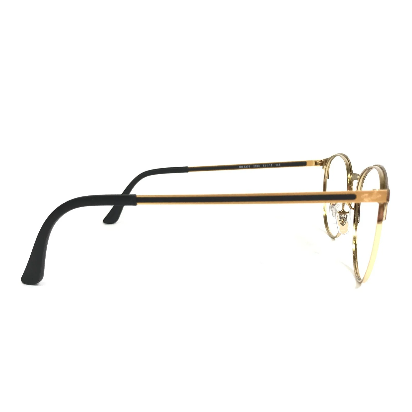 Ray-Ban Eyeglasses Frames RB6375 2890 Black Gold Round Full Rim 51-18-145 3