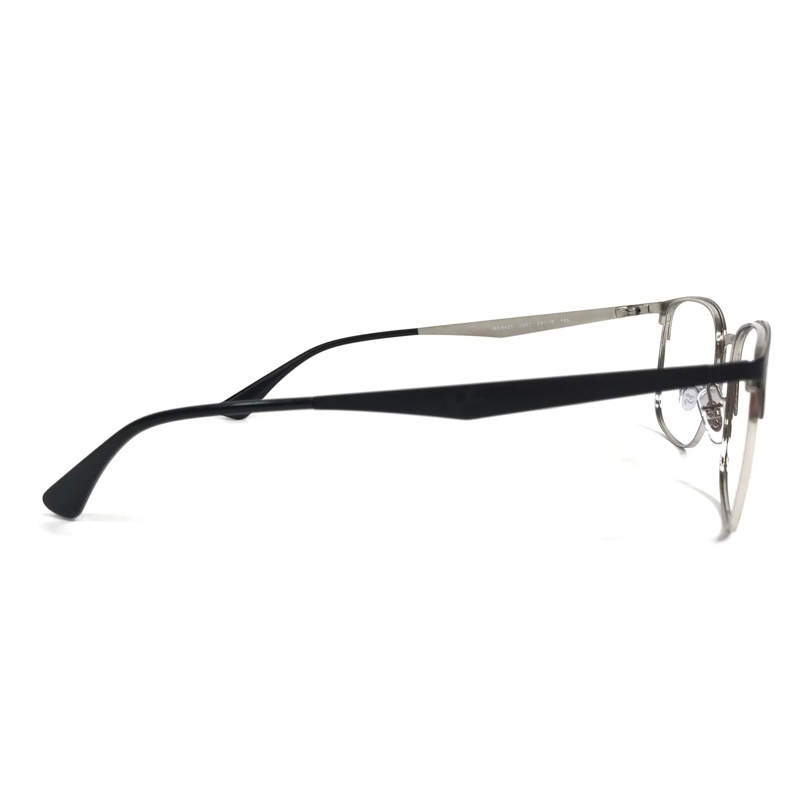 Ray-Ban Eyeglasses Frames RB6421 2997 Black Silver Square Thin Rim 54-19-145 4