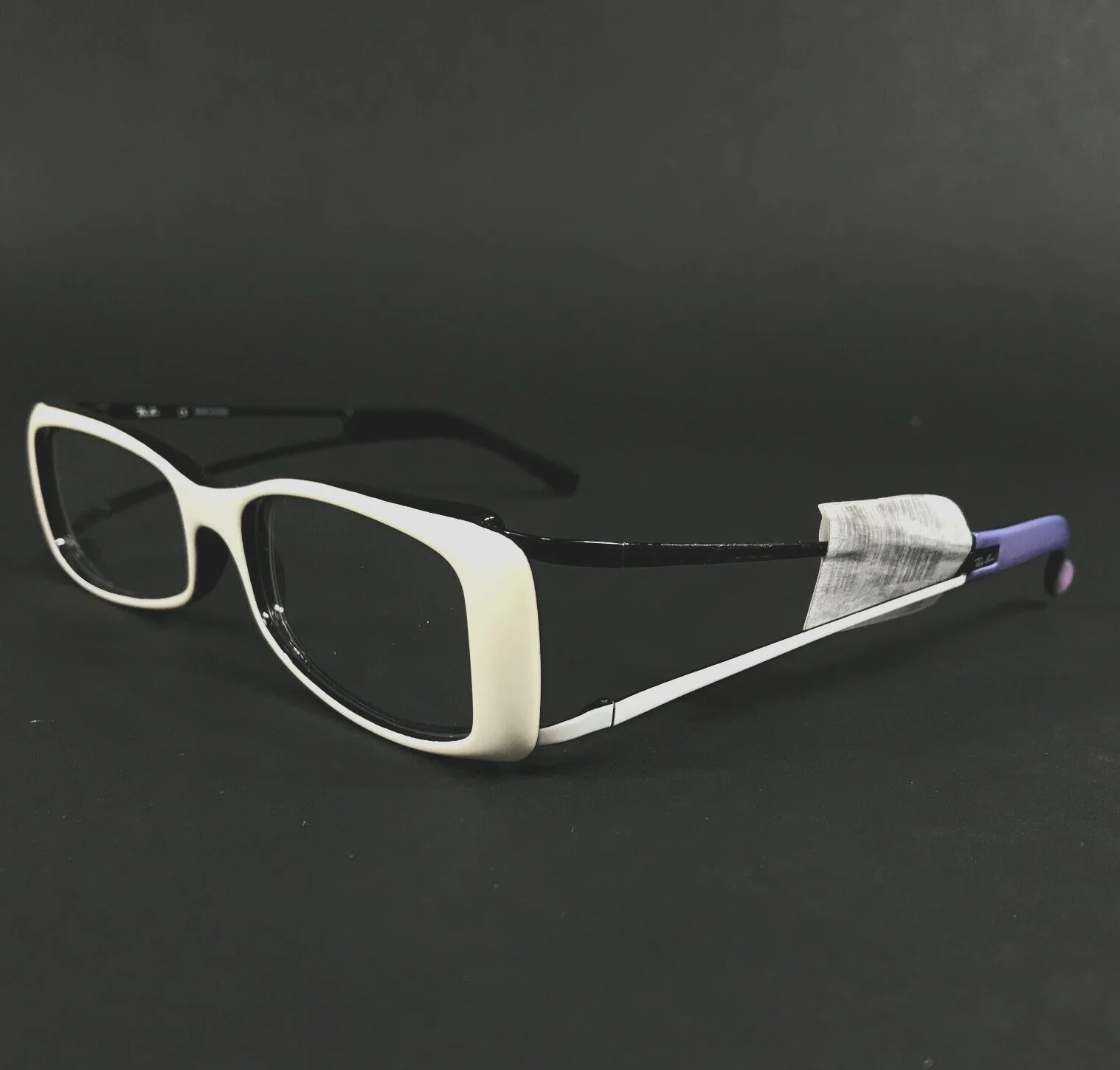 Ray-Ban Eyeglasses Frames RB7011 2097 Black White Purple Rectangular 52-16-135