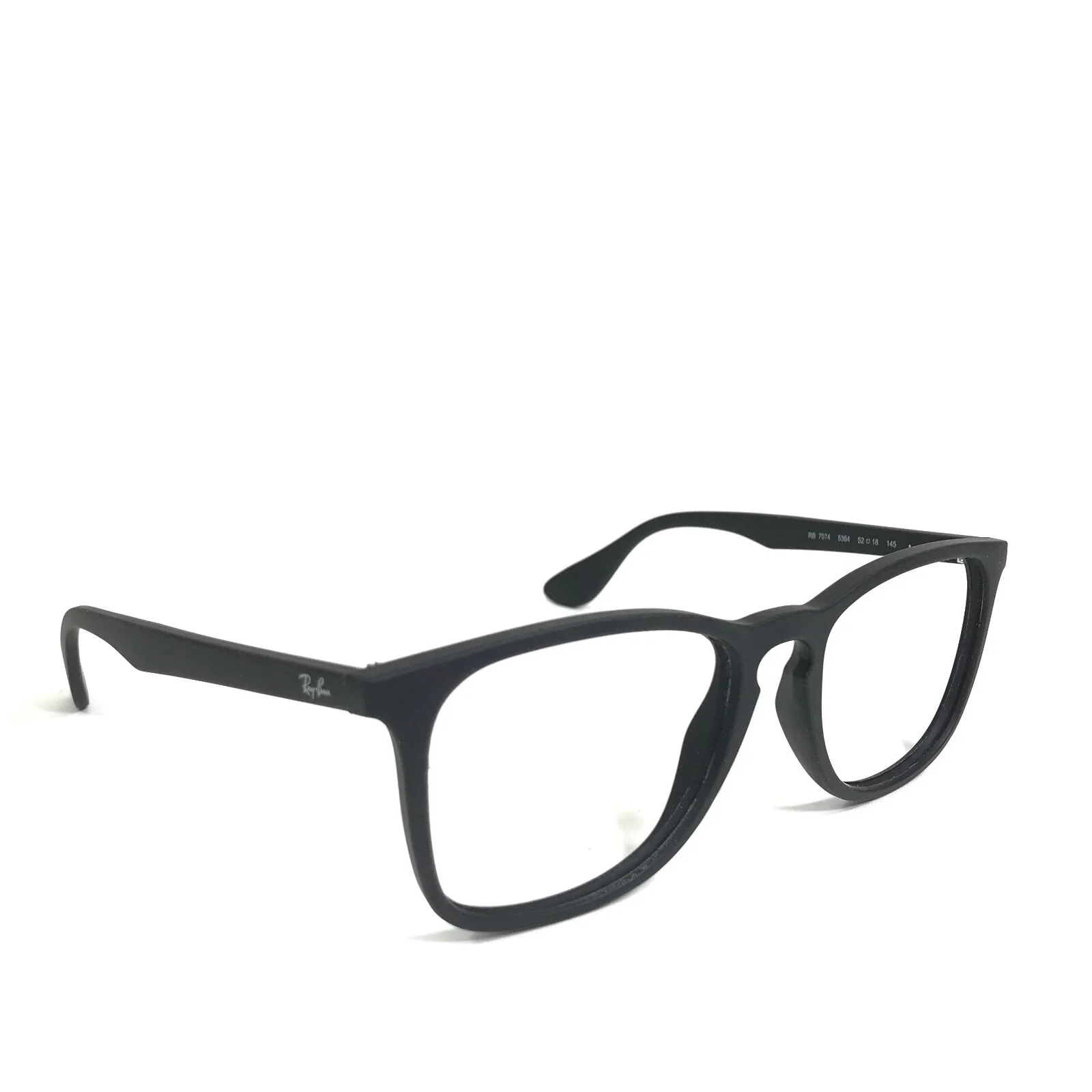 Ray-Ban Eyeglasses Frames RB7074 5364 Matte Black Rubberized Square 52-18-145 2
