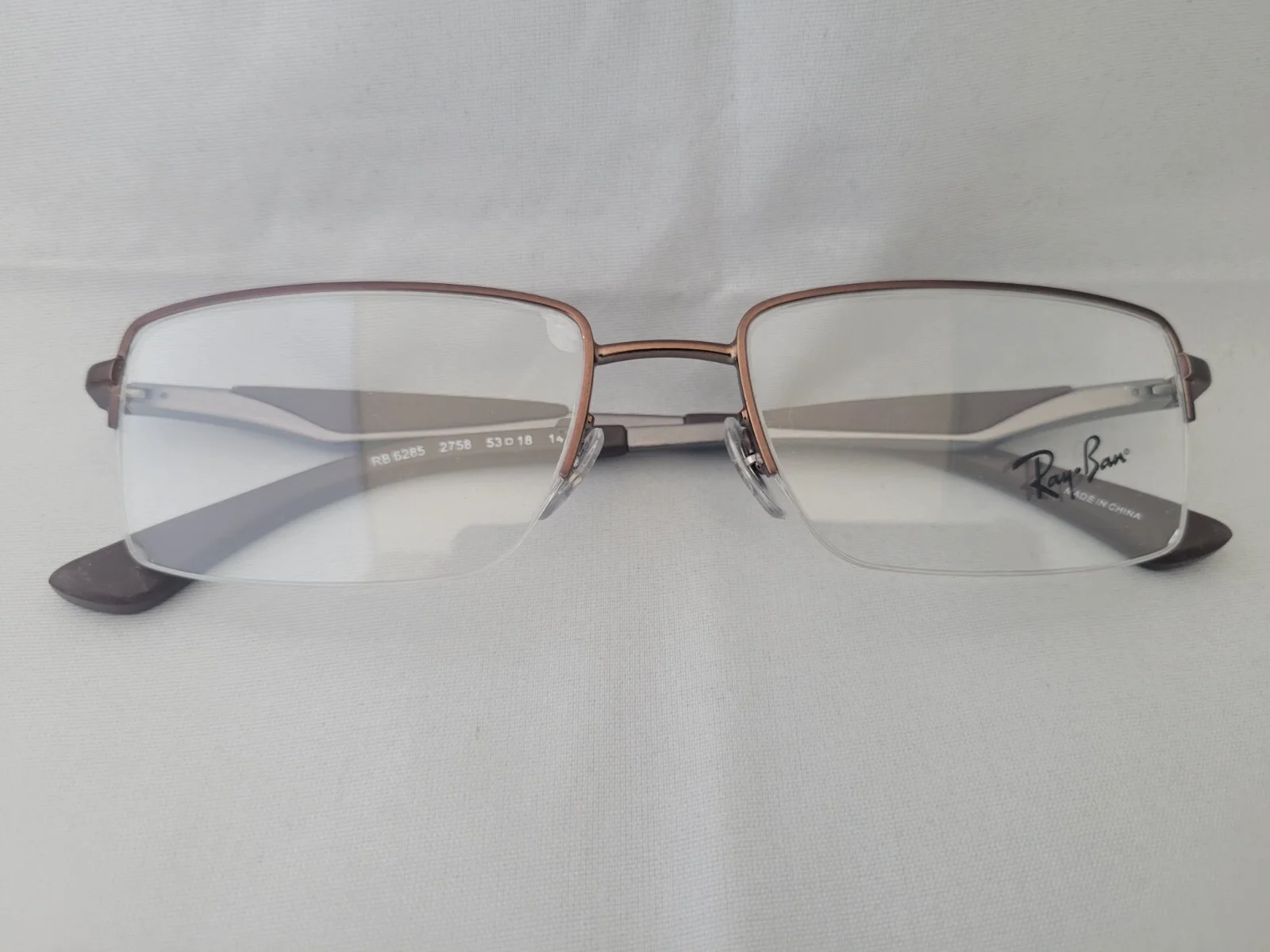 Ray-Ban Eyeglasses Semi Rimless Brown Frames RB6285 2758 53-18-140 2