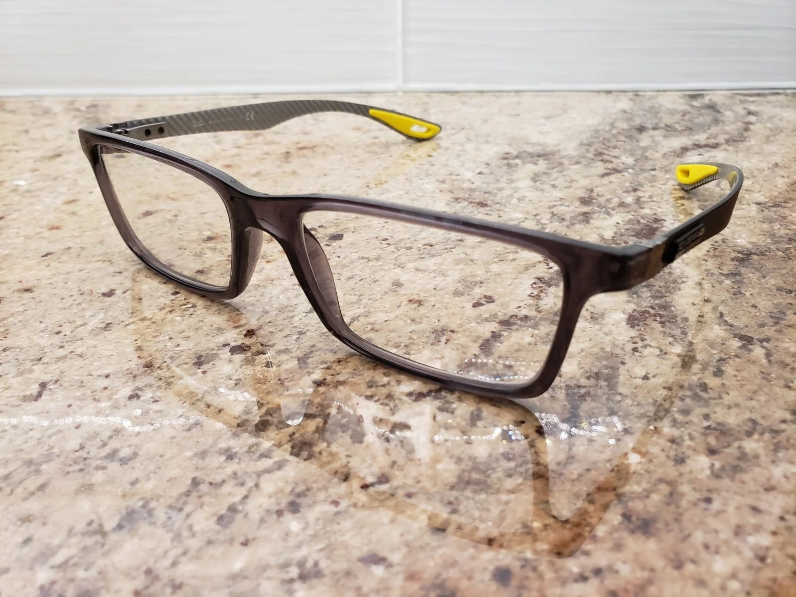 RAY BAN FERARRI SCUDERIA CARBON FIBER EYEGLASS FRAMES RX8901M F636 GRAY & YELLOW