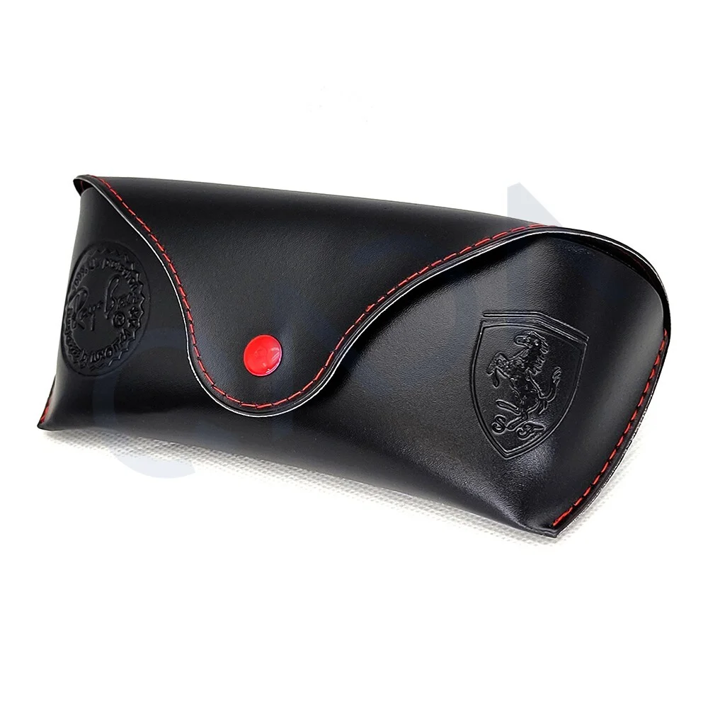 Ray-Ban Logo Unisex Sun Glasses Case Black Front Snap Closure Eyeglasses EUC 2