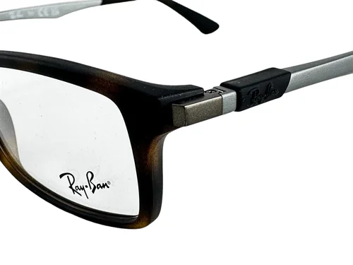 Ray Ban NEW Matte Havana Rectangle Frames Metal Gray 54-17-145 Eyeglasses RX7017 3