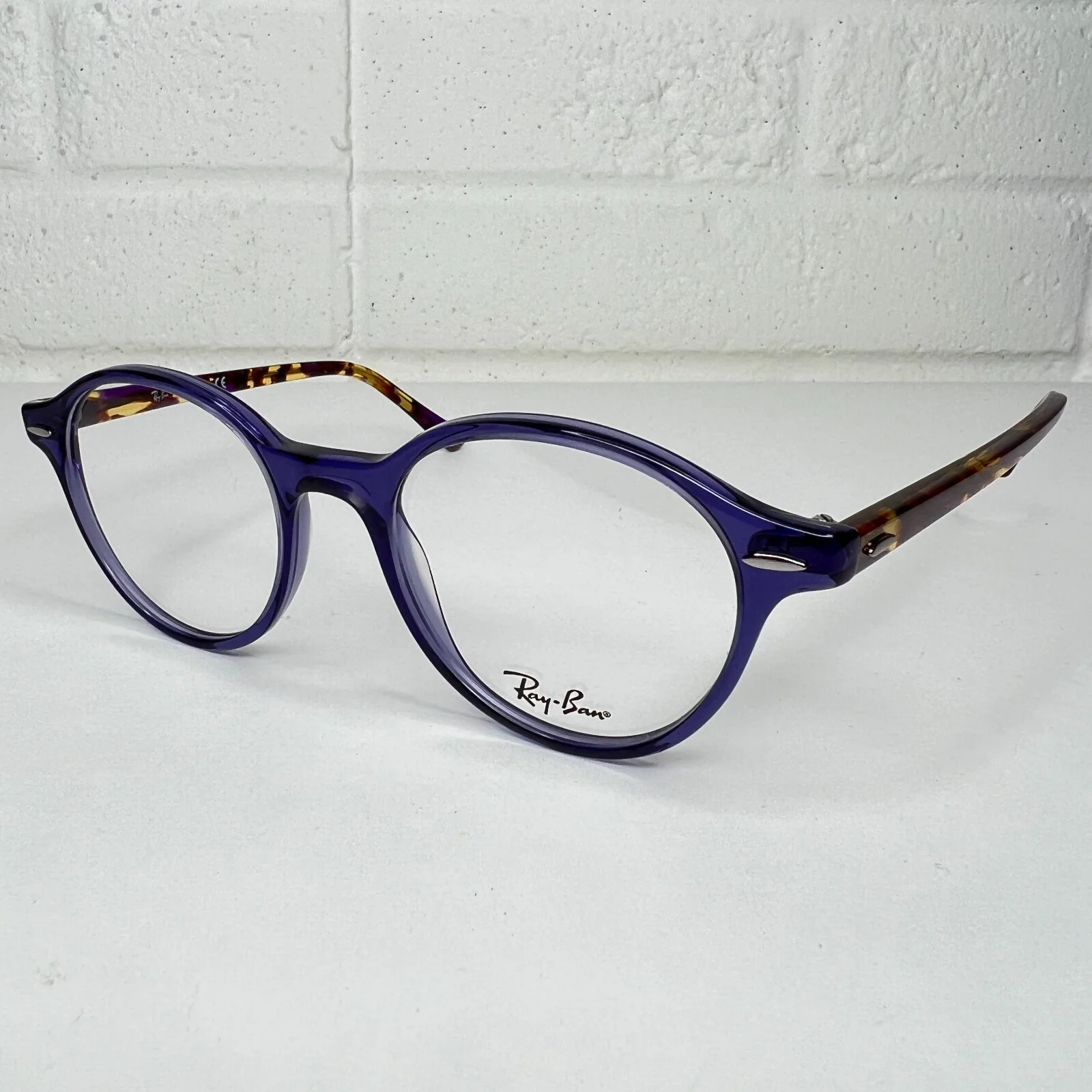Ray-Ban NEW RB 7118 8020 Purple Brown Tortoise Round Eyeglasses Frames 48mm H903