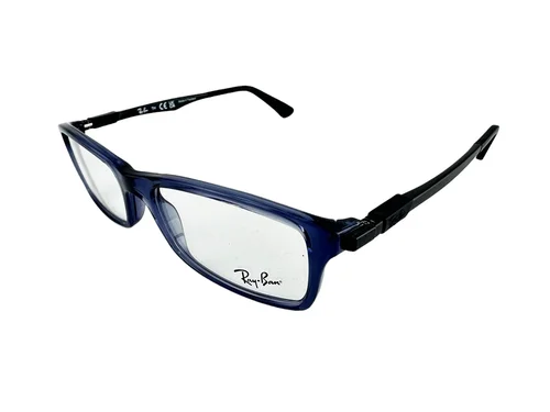 Ray Ban NEW Transparent Blue Rectangle Frames Black 54-17-145 Eyeglasses RX7017 2