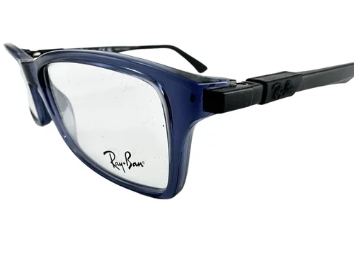 Ray Ban NEW Transparent Blue Rectangle Frames Black 54-17-145 Eyeglasses RX7017 3