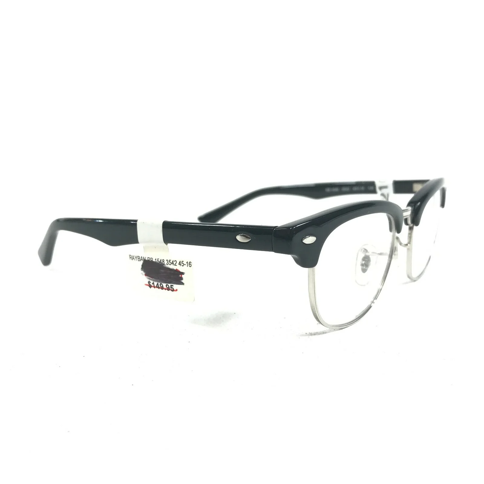 Ray-Ban RB 1548 3542 Kids Eyeglasses Frames Black Clubmaster Full Rim 45-16-125 2
