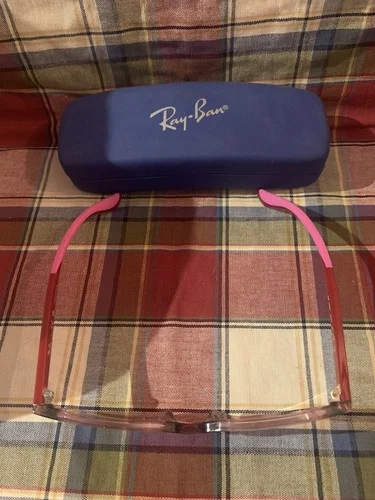 Ray-Ban RB 1586 3777 Pink Red Eyeglasses Frames Girls Petite 47[]16-130 Full Rim 3
