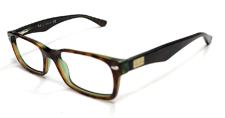 Ray-Ban RB 5206 2445 Eyeglasses Glasses Brown Havana on Transparent Green 54mm 2