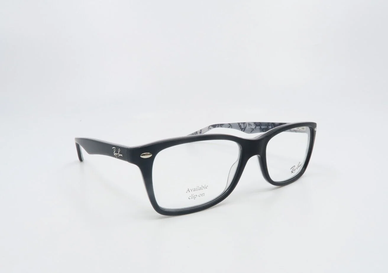 Ray-Ban RB 5228 5405 53mm Matte Black Rectangle Logo Interior New Eyeglasses. 3