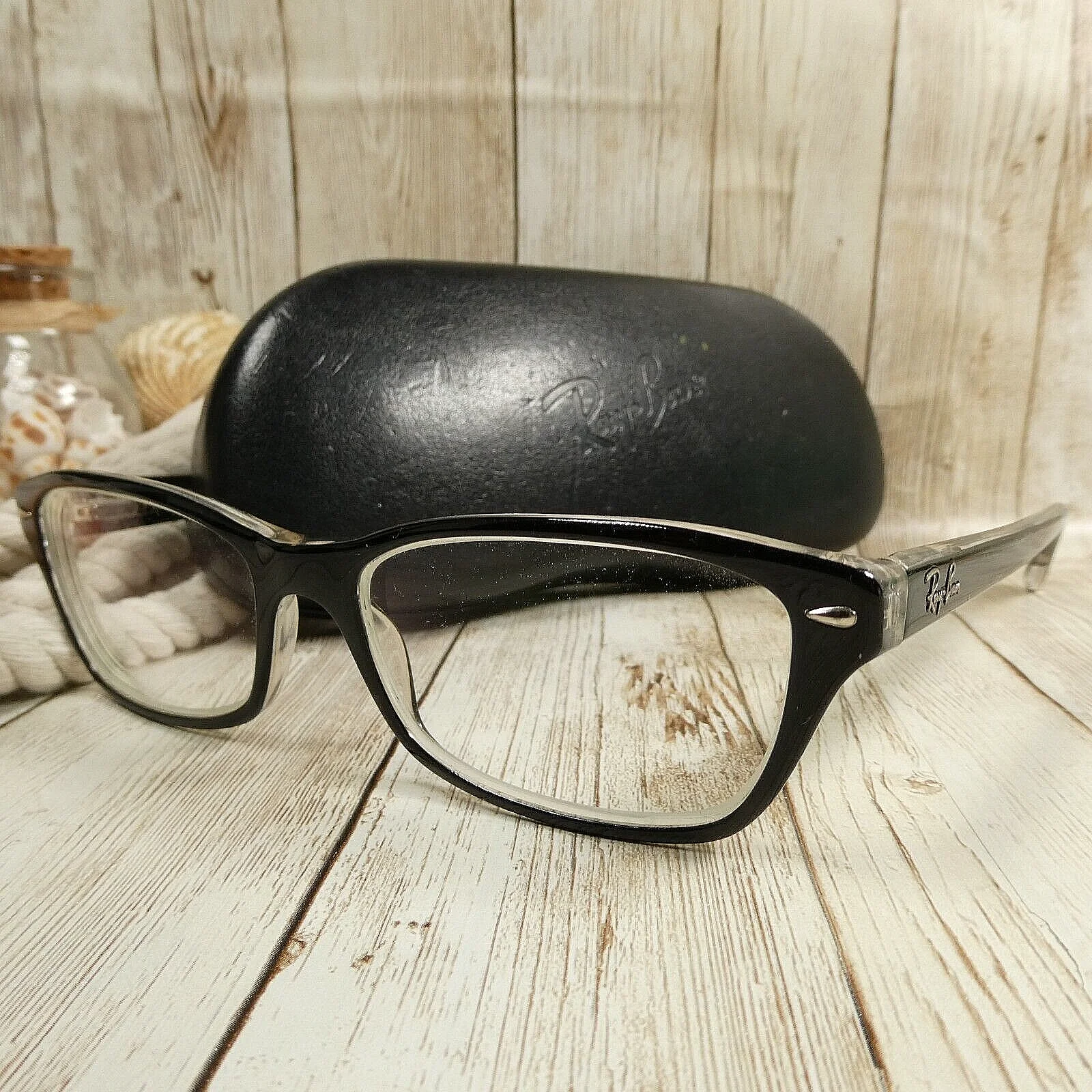 Ray-Ban RB 5256 2034 Eyeglasses Frames Black Clear Square Full Rim 52-16-135 2