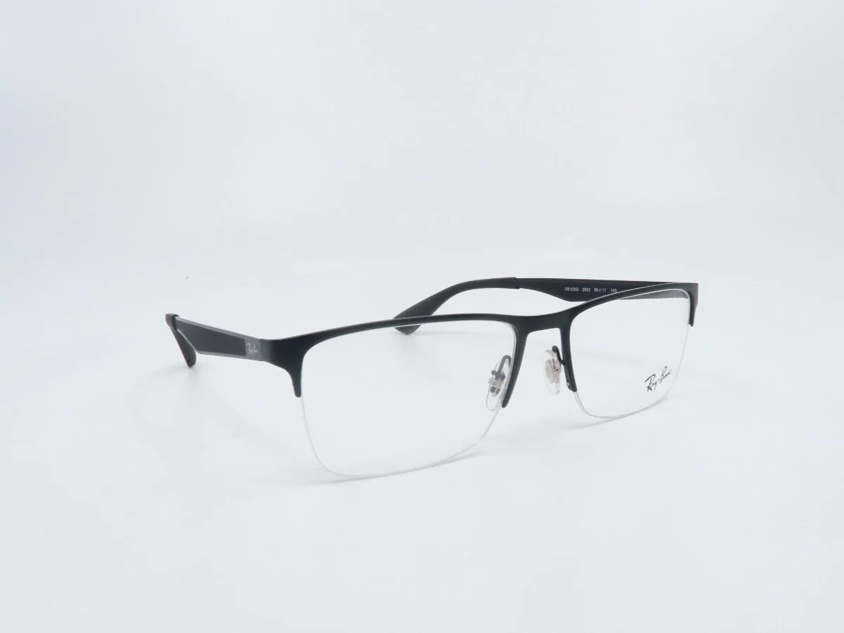 Ray-Ban RB 6335 2503 56mm Black Metal Semi-Rimless Rectangle New Eyeglasses. 3