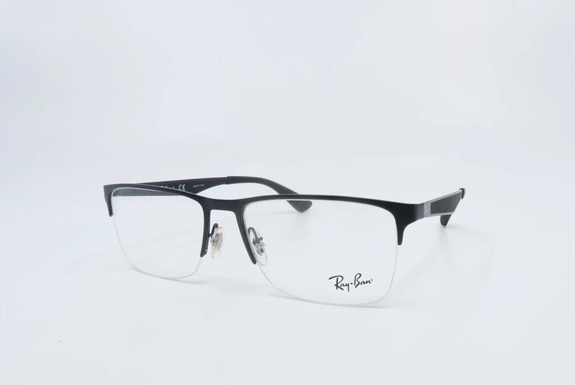 Ray-Ban RB 6335 2503 56mm Black Metal Semi-Rimless Rectangle New Eyeglasses. 4