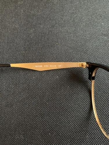 RAY BAN RB 6396 5784 53-19-145 Black and Gold Eyeglasses 4