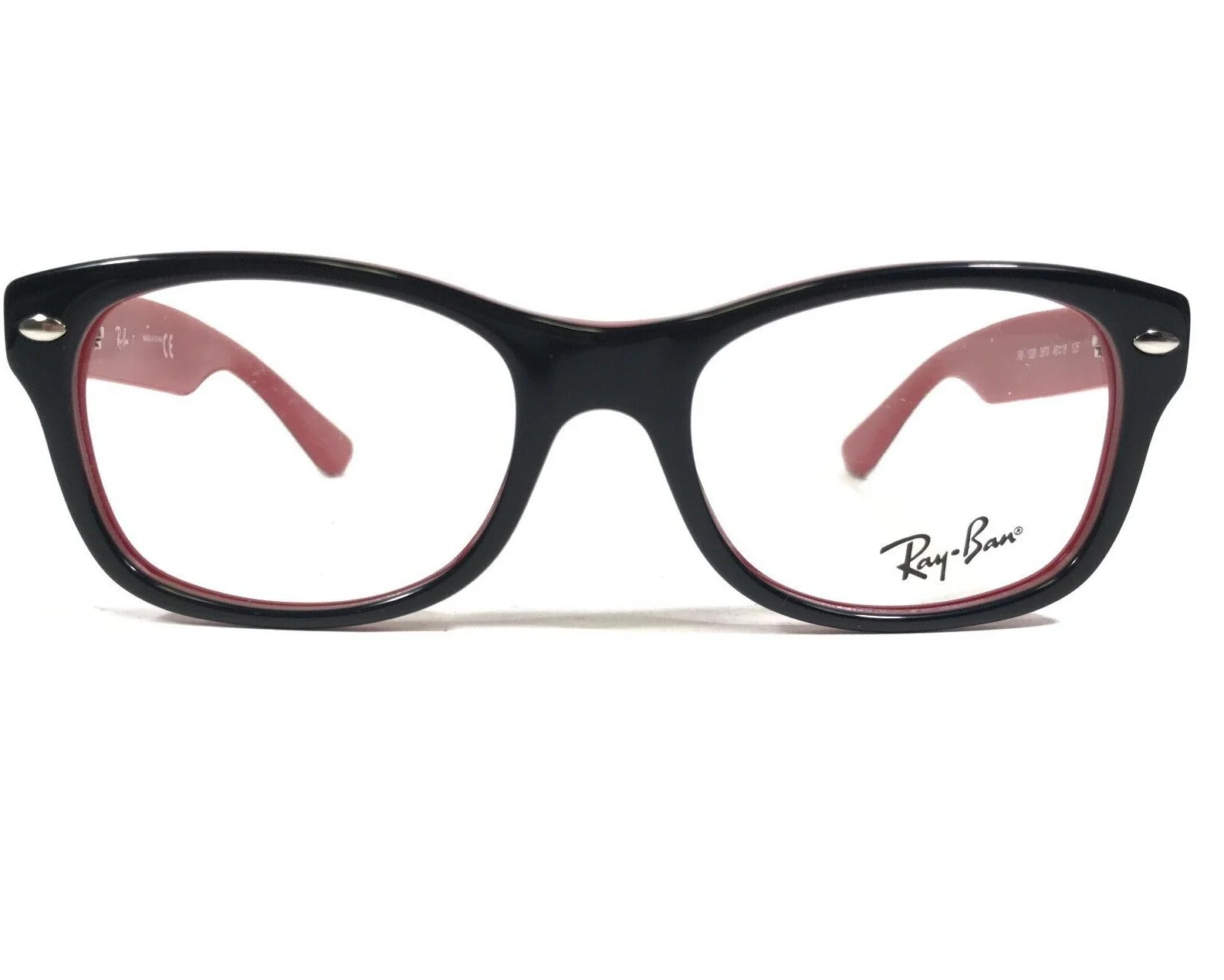 Ray-Ban RB1528 3573 Kids Eyeglasses Frames Black Red Square Full Rim 46-16-125 2