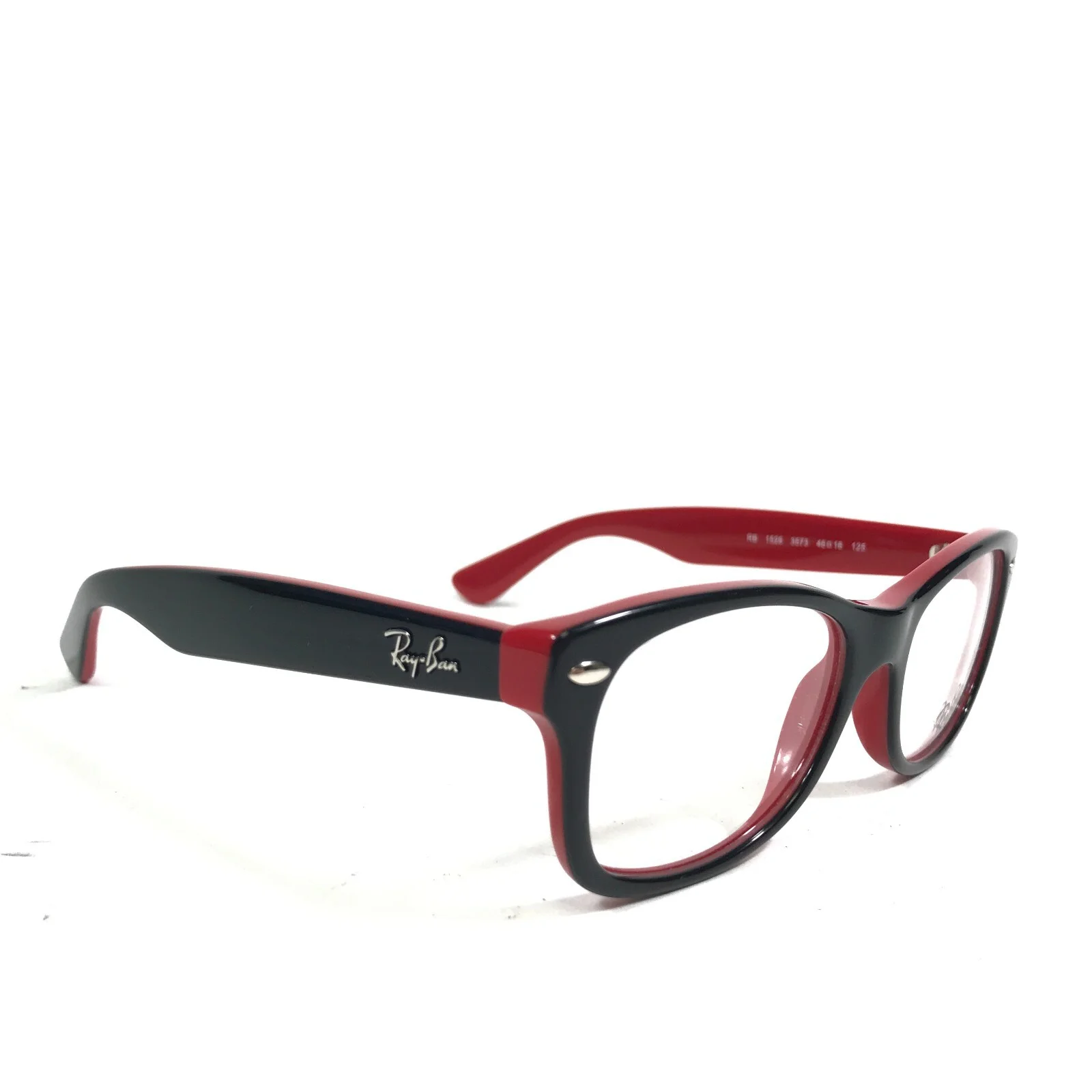 Ray-Ban RB1528 3573 Kids Eyeglasses Frames Black Red Square Full Rim 46-16-125 3