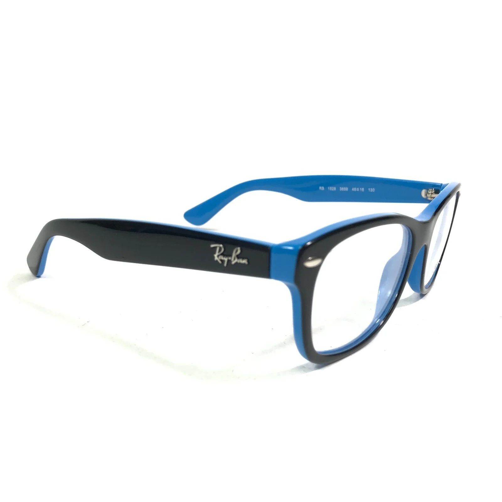 Ray-Ban RB1528 3659 Kids Eyeglasses Frames Black Blue Square Full Rim 48-16-130 2
