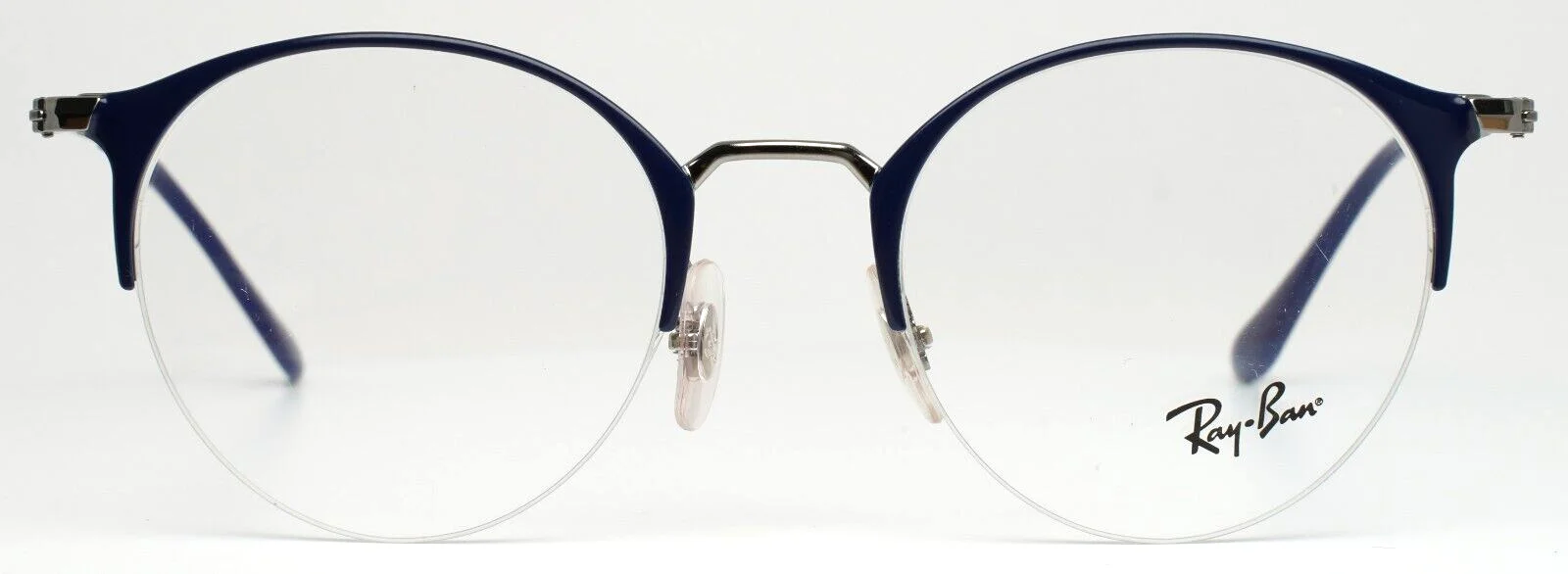 RAY BAN RB3578V 2906 Navy Womens Round Half Rim Eyeglasses 50-22-145 B:49 2