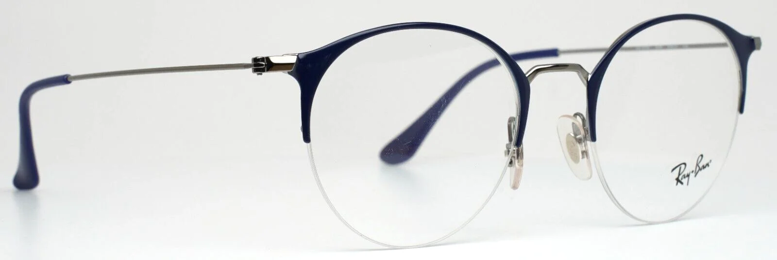 RAY BAN RB3578V 2906 Navy Womens Round Half Rim Eyeglasses 50-22-145 B:49 3