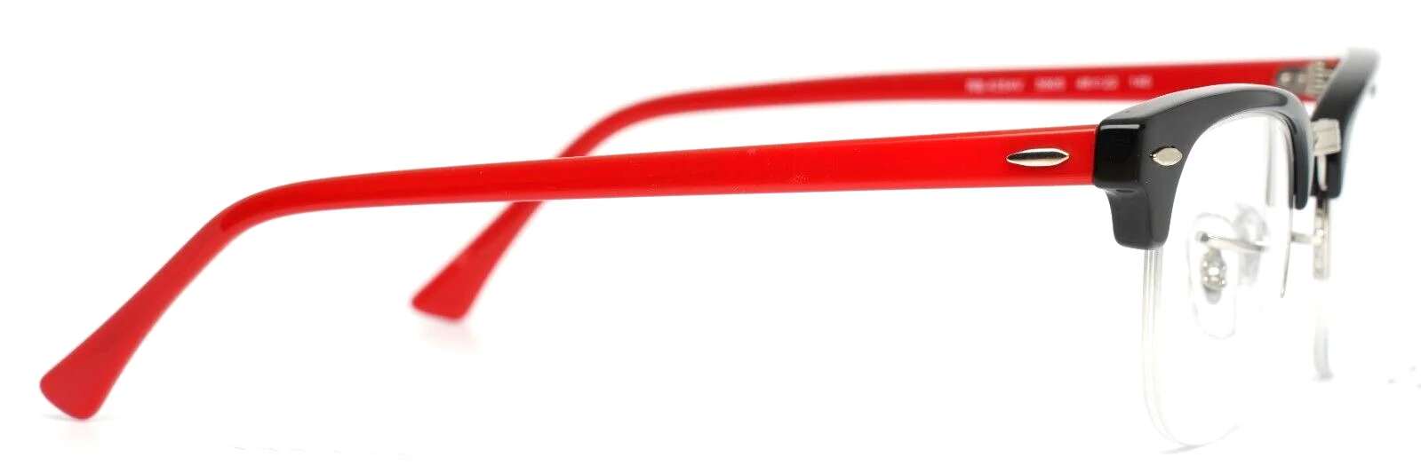 RAY BAN RB4354V 5905 Black Red Clubmaster Half Rim Eyeglasses 48-22-140 B:39 4