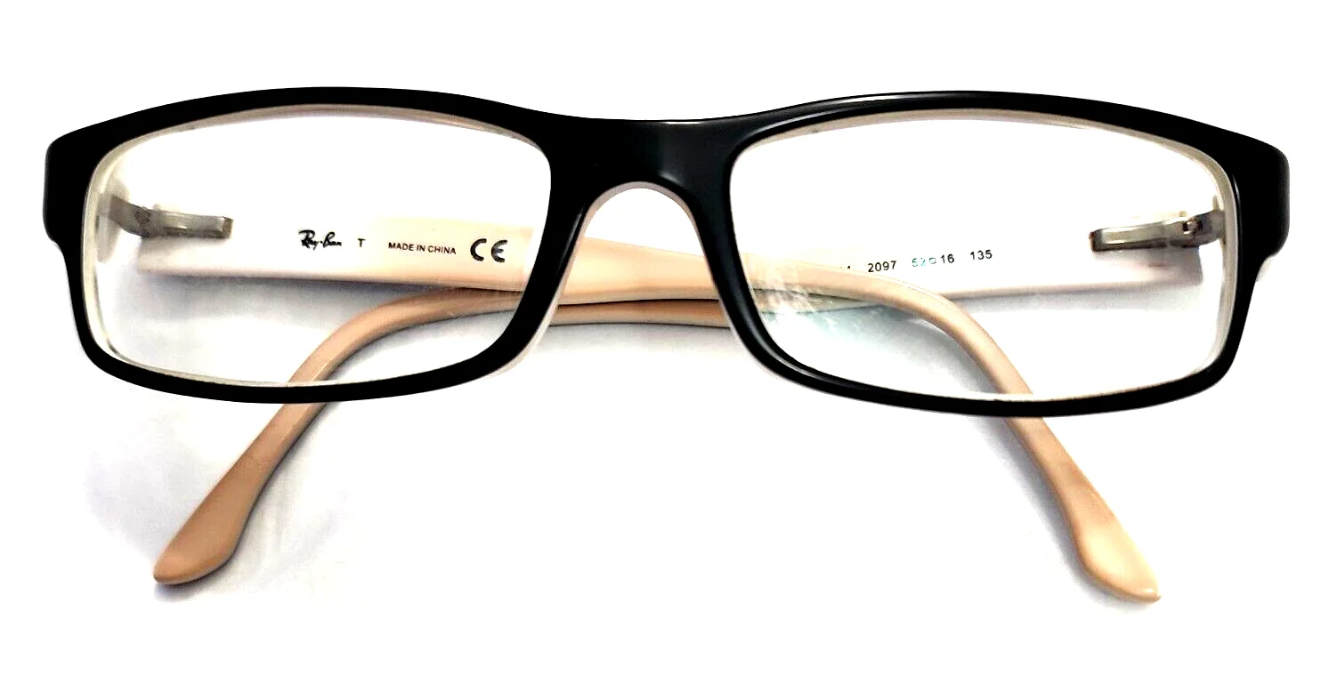 Ray Ban RB5114 2097 Black White Rectangle Eyeglasses Frame 52-16 135 WA