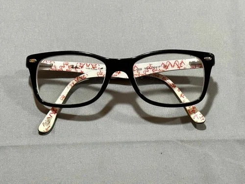 Ray Ban RB5228 5014 Eyeglasses Frames Only Womens Black White Red Flex 50-17-140