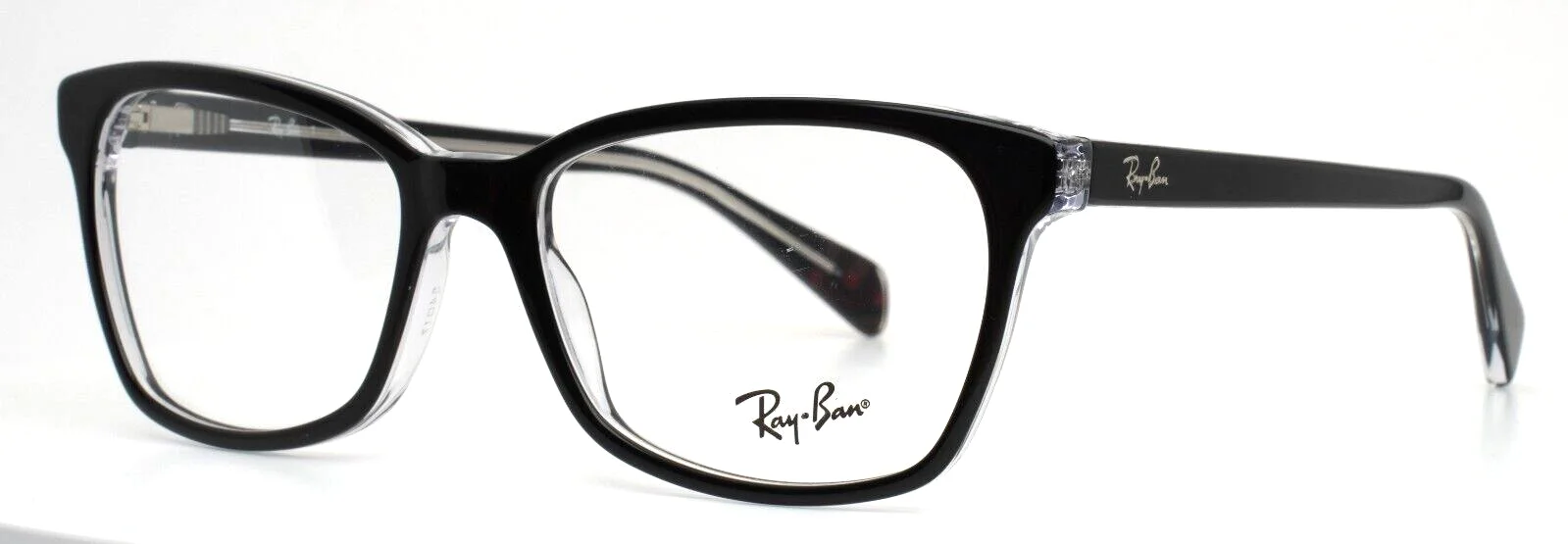 RAY BAN RB5362 2034 Black On Transparent Womens Rectangle Eyeglasses 54-17-140