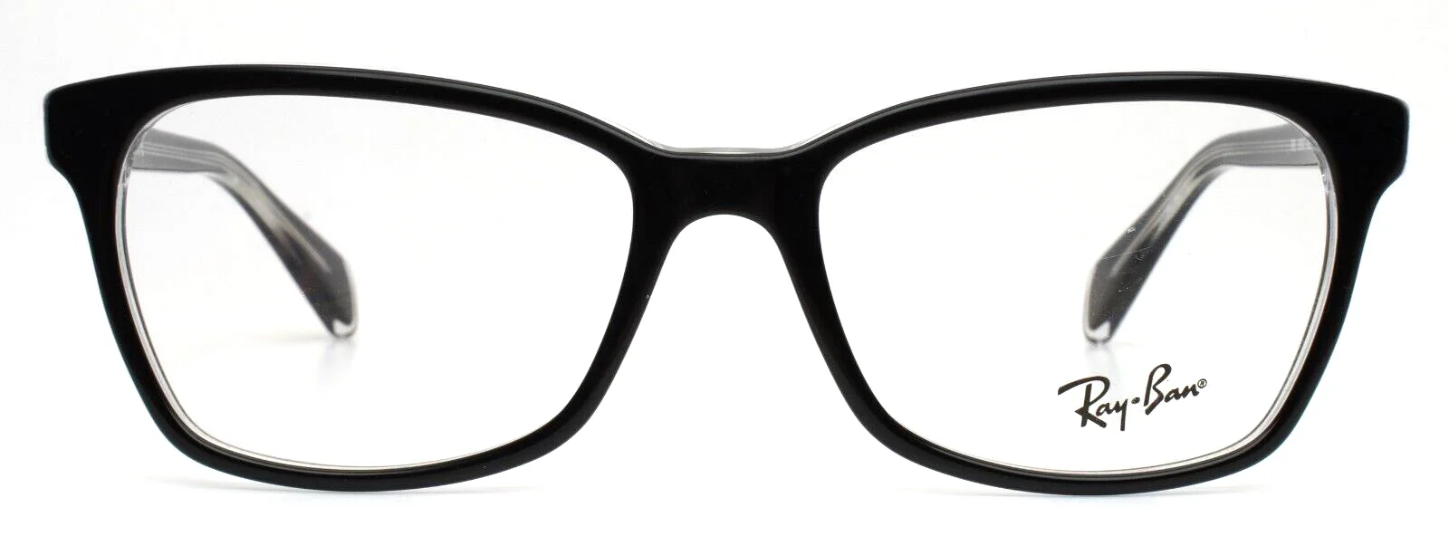 RAY BAN RB5362 2034 Black On Transparent Womens Rectangle Eyeglasses 54-17-140 2