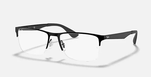 RAY-BAN RB6335 2503 Black Matte Half Rimless Eyeglasses Frame 54-17-145