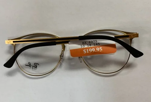 Ray Ban RB6375 2890 Black Gold Metal Round Eyeglasses Frame 53-18 145 FS 2