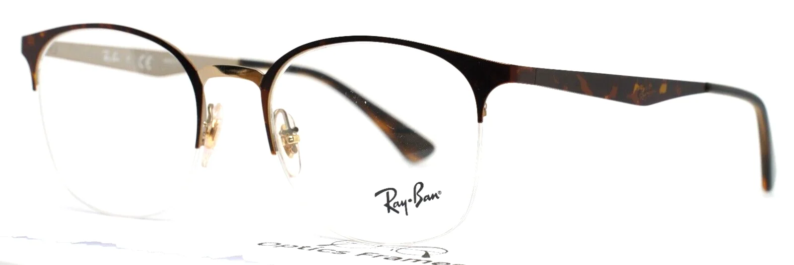 RAY BAN RB6422 3001 Tortoise Unisex Round Half Rim Eyeglasses 49-19-140 B:42
