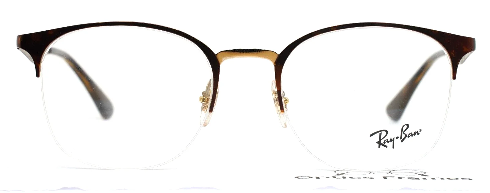 RAY BAN RB6422 3001 Tortoise Unisex Round Half Rim Eyeglasses 49-19-140 B:42 2
