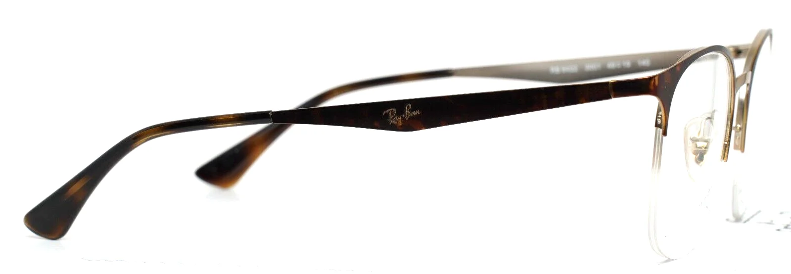 RAY BAN RB6422 3001 Tortoise Unisex Round Half Rim Eyeglasses 49-19-140 B:42 4