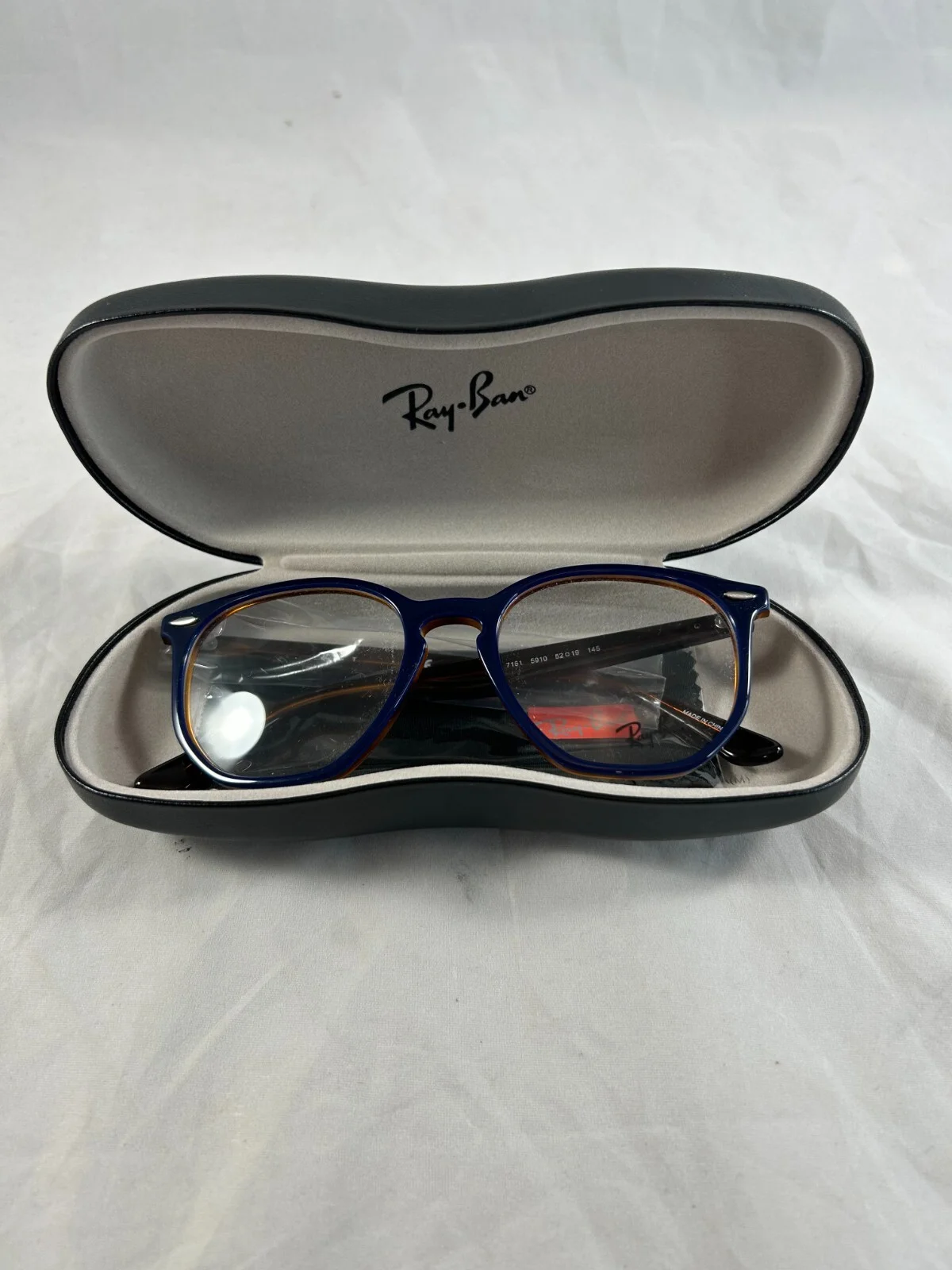 Ray-Ban RB7151 5910 Hexagonal Eyeglasses Blue Havana Red 52mm Option To Add RX