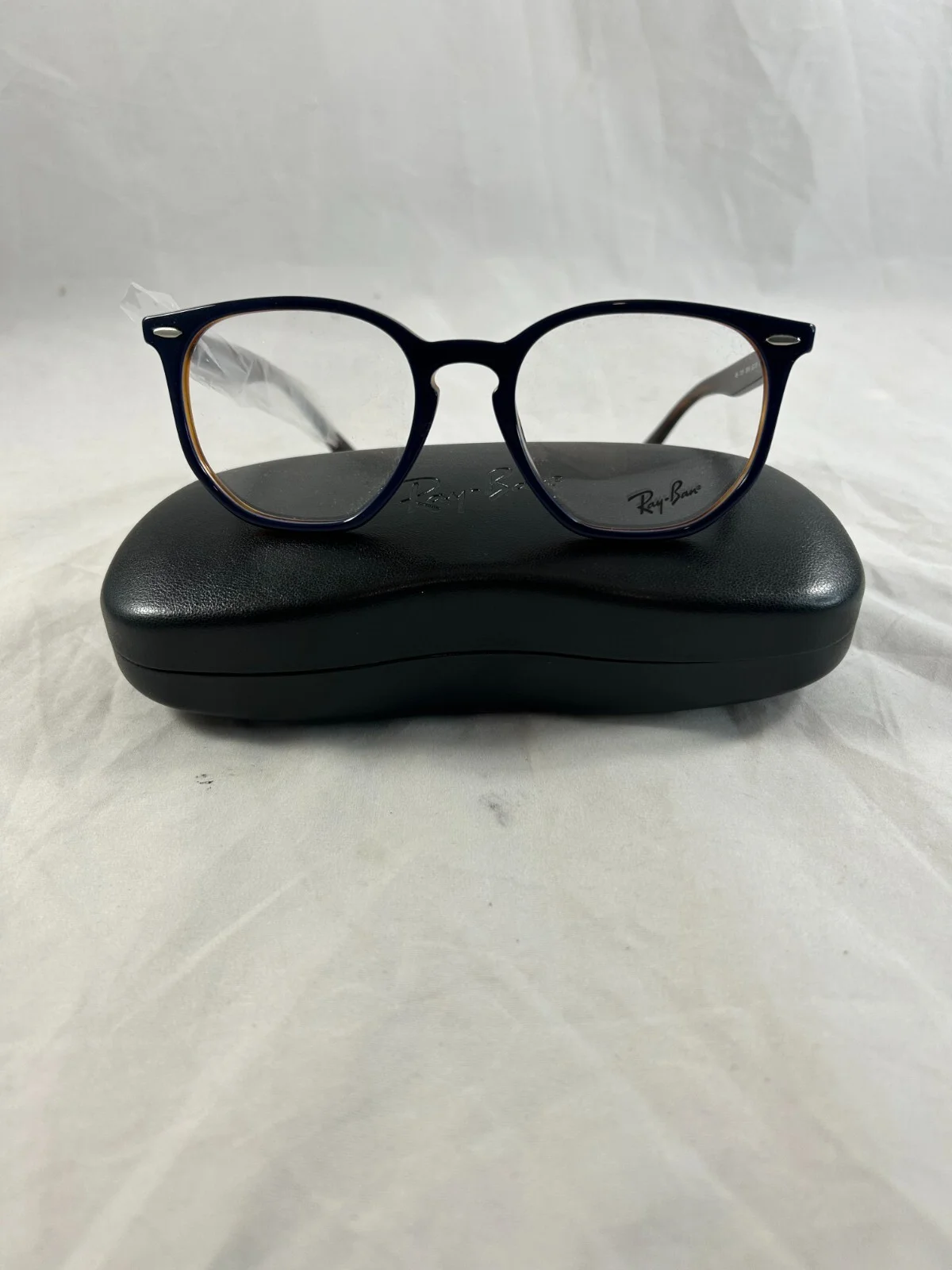 Ray-Ban RB7151 5910 Hexagonal Eyeglasses Blue Havana Red 52mm Option To Add RX 2