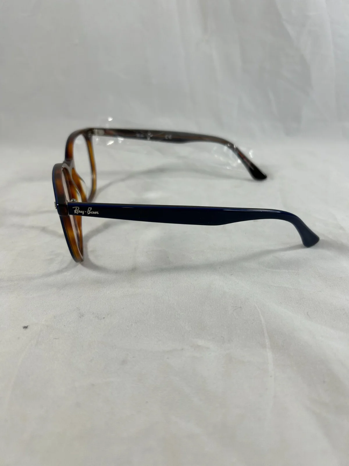 Ray-Ban RB7151 5910 Hexagonal Eyeglasses Blue Havana Red 52mm Option To Add RX 3