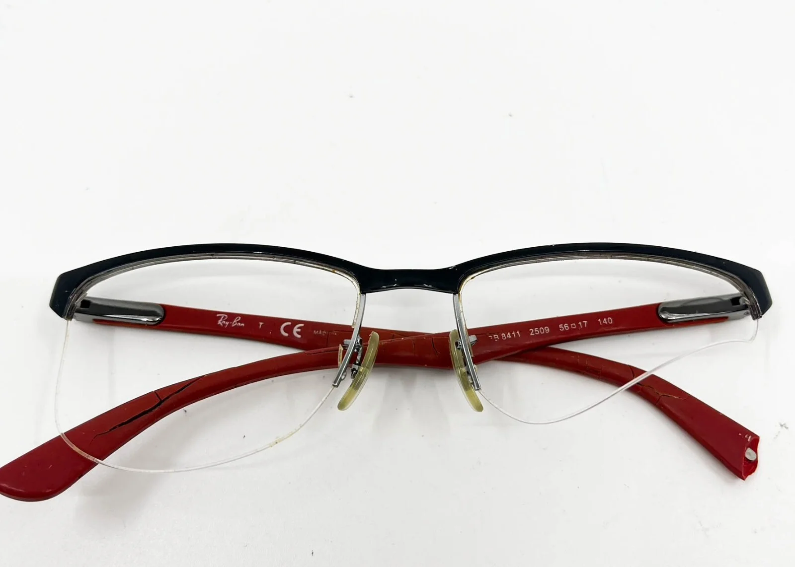 Ray-Ban RB8411 2509 Eyeglasses Frames Black Red Carbon Fiber 56-17 140 3623