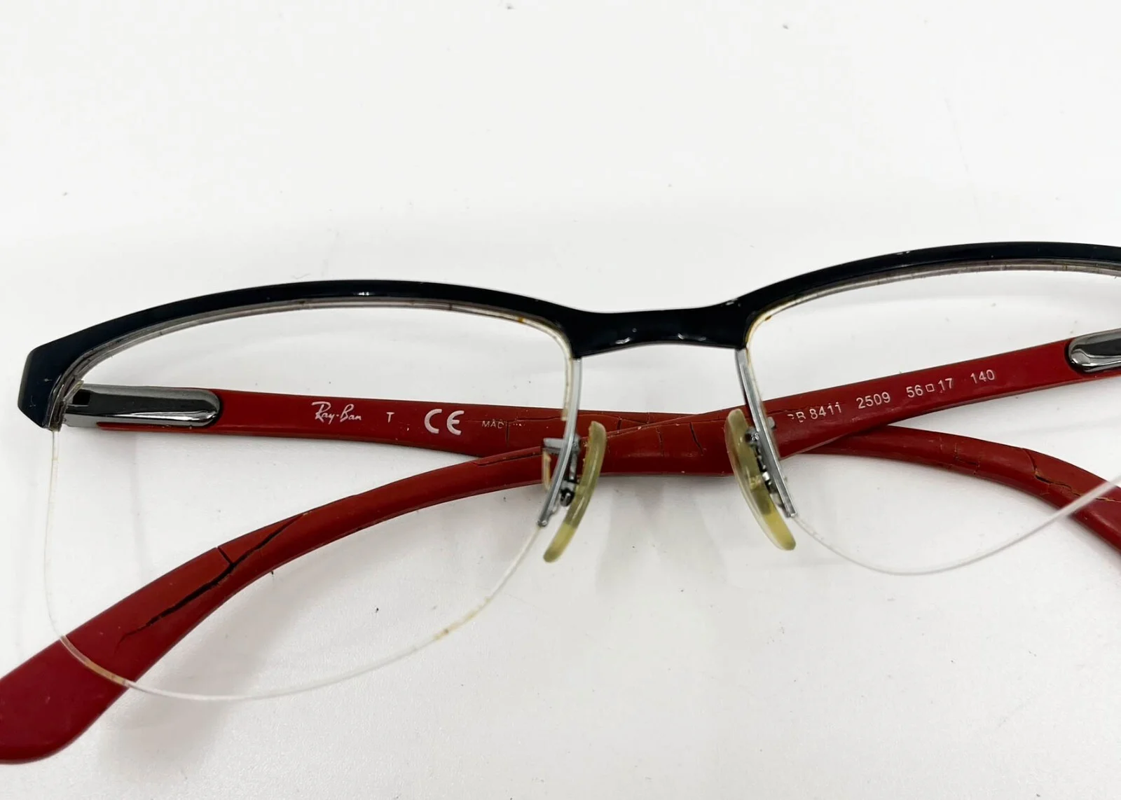 Ray-Ban RB8411 2509 Eyeglasses Frames Black Red Carbon Fiber 56-17 140 3623 3