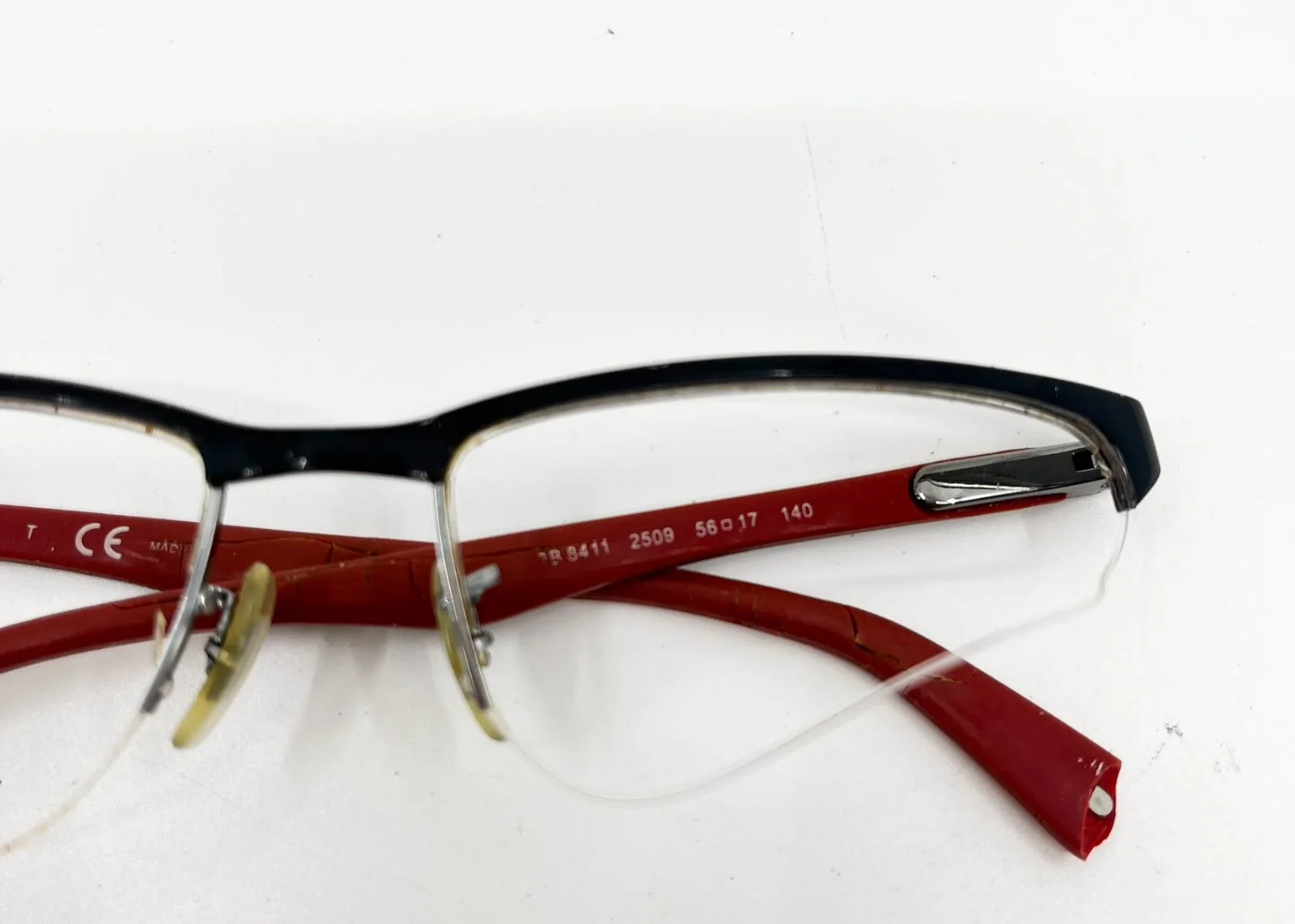 Ray-Ban RB8411 2509 Eyeglasses Frames Black Red Carbon Fiber 56-17 140 3623 4