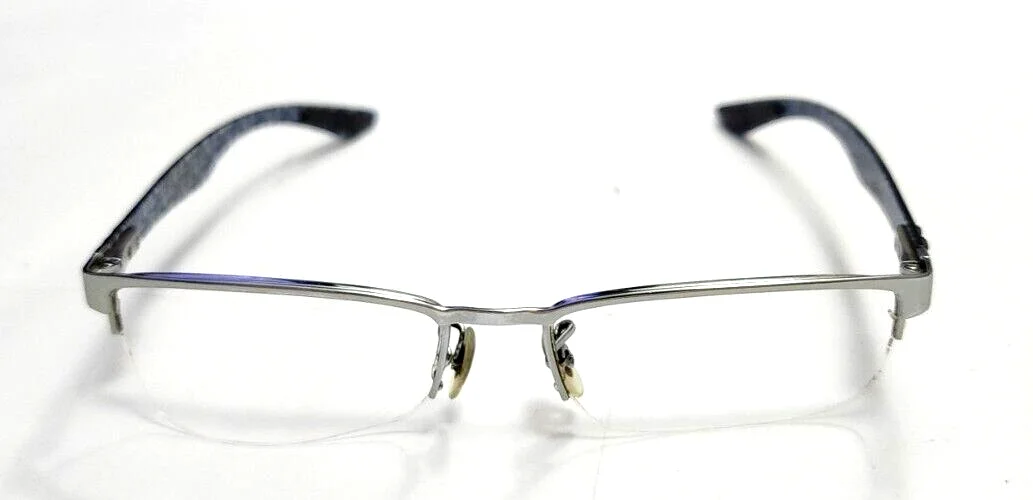 Ray Ban RB8412 2502 Silver Blue Carbon Fiber Eyeglasses Frame 52-17 145 READ 2