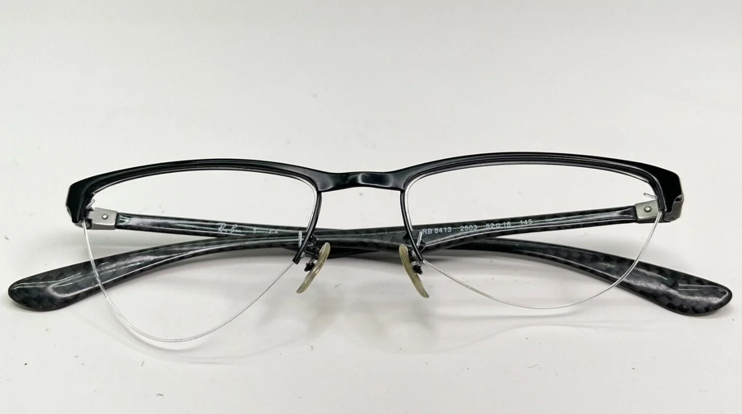 Ray-Ban RB8413 2503 Eyeglasses Frames Mens Black Carbon Fiber 52-18 145 1366