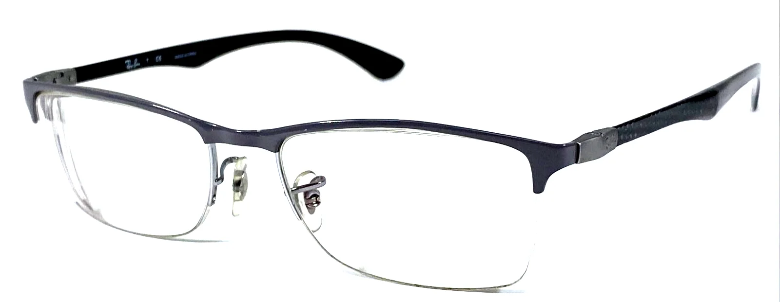 RAY-BAN RB8413 2893 Carbon Tech Gray Half Rimless Eyeglasses Frame 54-18-145